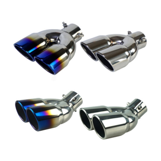 Double-Rear Exhaust Universal 63mm Car Pipe Muffler Black Titanium Outlet Stainless Steel Car Accessories - Image 2