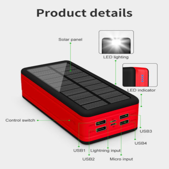 Wireless Solar Power Bank 99000mAh Portable 4USB Large Capacity External Battery for All Phones And Laptop - Image 2
