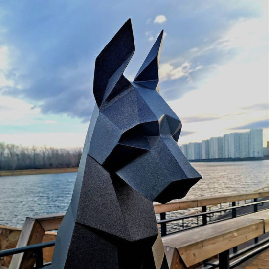 Black Doberman dog, Animal Sculpture Doberman 3D Papercraft 100cm DIY For Decor handmade Geometric origami model - Image 3