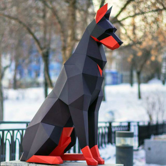Black Doberman dog, Animal Sculpture Doberman 3D Papercraft 100cm DIY For Decor handmade Geometric origami model - Image 2