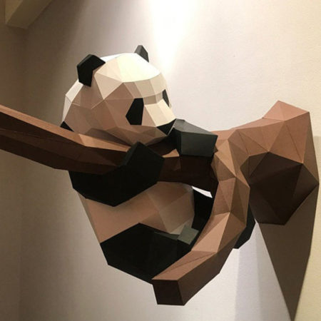 DIY 3D Panda paper model on 55cm tree wall hanging home decoration geometric art model
