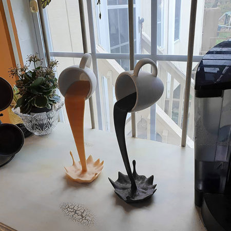 Resin Statues Floating Coffee Cup Art Sculpture For Kitchen Home Decor