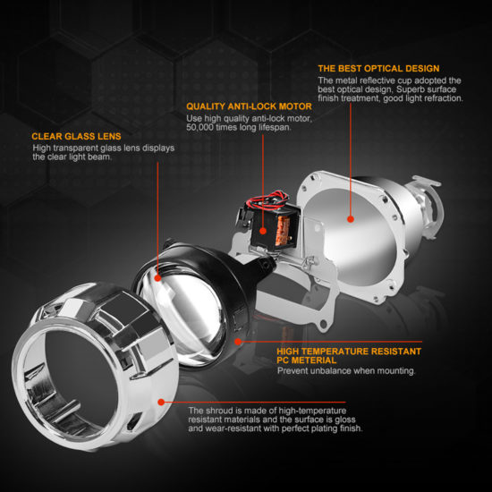 Silver Black H1 Xenon LED Bulb H4H7 2Pcs 2.5 Inch For Headlight Motorcycle And Cars - Image 2