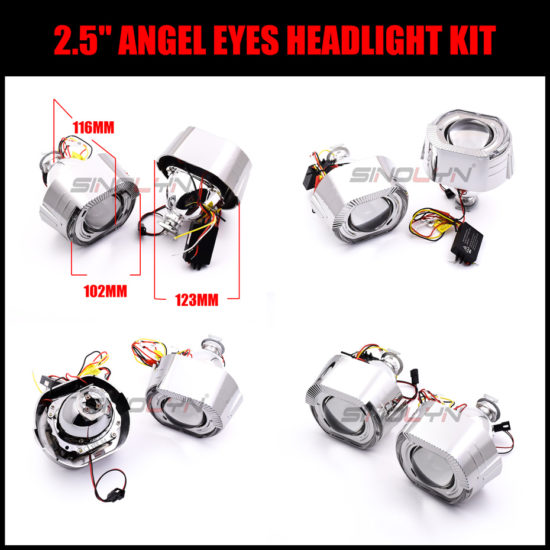 Angel Eyes Bi-Xenon Headlights Lenses Turn Signal DRL Running Lights For H4H7 DIY - Image 2