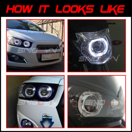 Angel Eyes Bi-Xenon Headlights Lenses Turn Signal DRL Running Lights For H4H7 DIY - Image 3