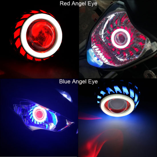 LED Angel Eyes Headlight Lens High/Low Beam 30W Demon Eyes DRL Lamp For Retrofit Car Motorbike Motorcycle - Image 2