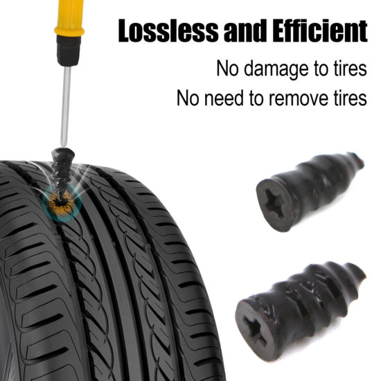 Car Tire Repair Tool Kit Studding Set Auto Bike Puncture Plug Garage Needle Nose Pliers Vacuum Film Nail Screws W/ Storage Case - Image 3