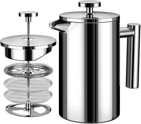 French Press Stainless Steel Double Wall French Coffee Maker Manual Coffee Maker  350/800/1000ml