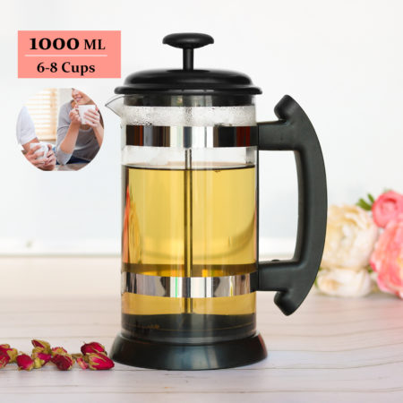 Pot Coffee Maker Kettle 1000ML French Press Coffee/Tea Brewer Stainless Steel Glass Thermos Barista Tools Coffee Carafe