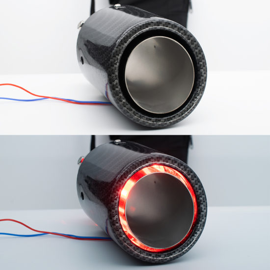 Exhaust Muffler Pipe Chrome-Carbon Fiber Universal Car Modified 35-63mm Red LED Flaming Luminous - Image 3
