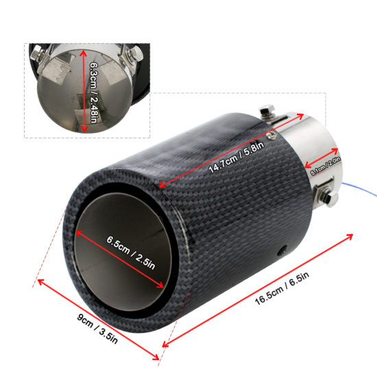 Exhaust Muffler Pipe Chrome-Carbon Fiber Universal Car Modified 35-63mm Red LED Flaming Luminous - Image 2