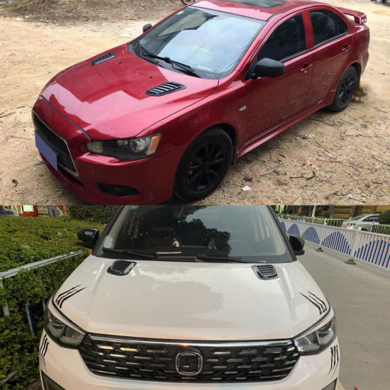 Universal Carbon Fiber Car Decorative Air Flow Intake Cover And Black Plastic - Image 2
