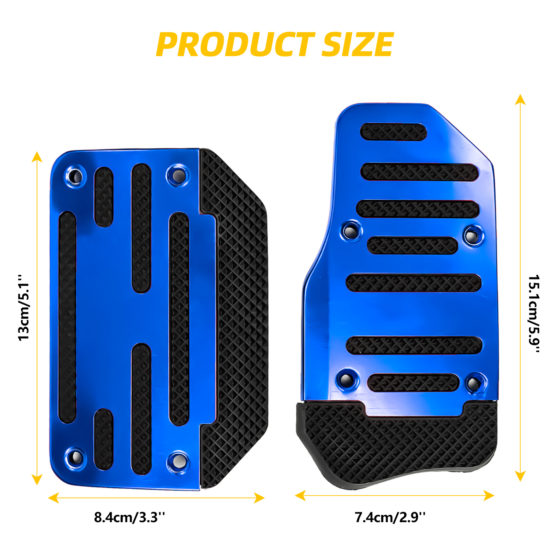 2Pcs Universal Car Pedals Cover, Aluminum BrakeGas Accelerator Non-Slip Foot Pedal Pad Kit Red Blue Silver Accessories - Image 2