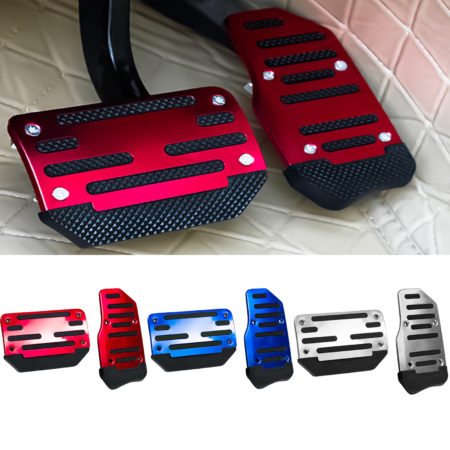 2Pcs Universal Car Pedals Cover, Aluminum BrakeGas Accelerator Non-Slip Foot Pedal Pad Kit Red Blue Silver Accessories