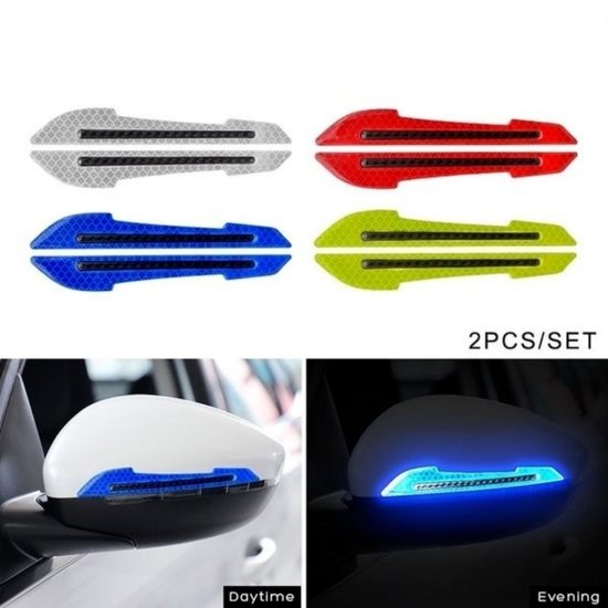 2pcs Mirror Reflective Stickers Night Driving Safety Warning Door Tail Reflector Markers - Image 2