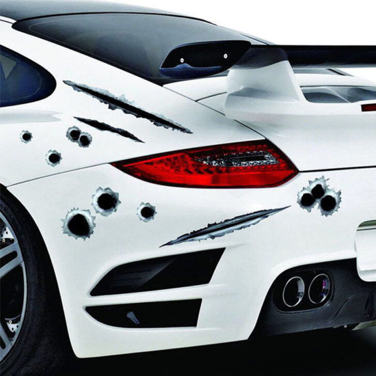 3D Stickers Fake Bullet Hole Gun Shots Car Styling Funny For Helmet Too - Image 2