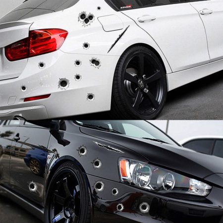 3D Stickers Fake Bullet Hole Gun Shots Car Styling Funny For Helmet Too