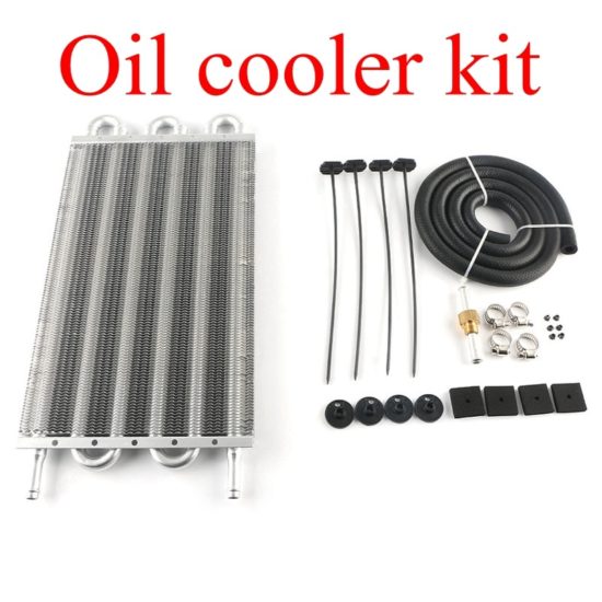 Universal aluminum oil cooler assembly for automatic and manual transmissions
