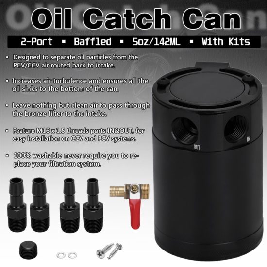 Universal Oil Catch Can, Compact 2-Port Aluminum Tank OilFuel Two hole breathable TK91 - Image 2
