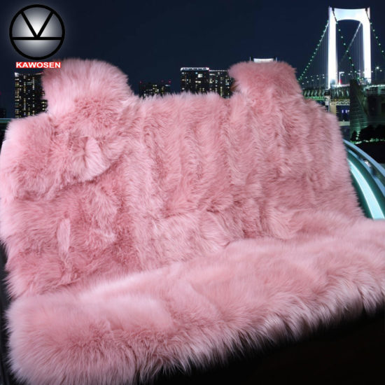 Faux Warm Car Back Seat Cover, Artificial Plush Black Cute Coche 1psc