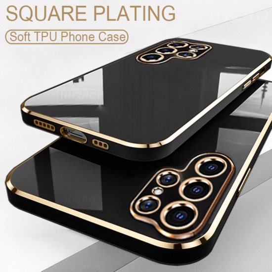 Soft Silicone Case Luxury Square Plating For Samsung Galaxy S21-S22 Ultra Plus A52-A72 Soft Tpu Shockproof