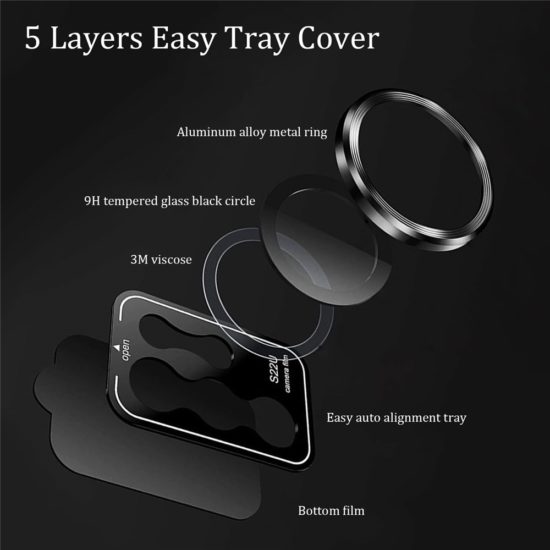Camera Lens Protector Aluminum Alloy Metal For Samsung S22 Ultra Tempered Glass Camera Film - Image 2