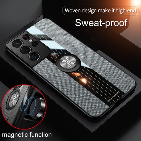 Case Leather Texture With Magnetic Ring Holder For Samsung Galaxy S21 Ultra S20-S22 Plus FE - Image 2