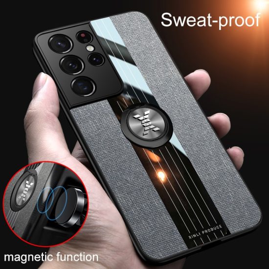 Case Leather Texture With Magnetic Ring Holder For Samsung Galaxy S21 Ultra S20-S22 Plus FE