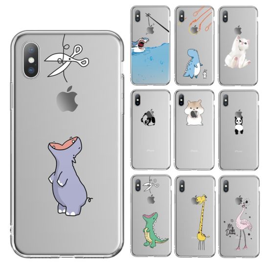 Phone Case Ottwn Clear For iPhone Soft TPU Transparent Cute Cartoon Animal