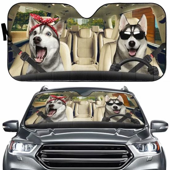 Sun Shade for Car Funny Husky Dog For SUV Truck 57x27.5 Inches