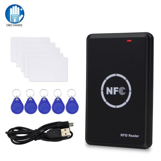 NFC Smart Card Reader/Writer 13.56MHz Encrypted Programmer RFID 125KHz Key fob USB UID T5577 EM4305 Cards Tags