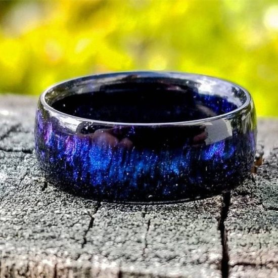 Ring Fashion and Elegant Natural Rainbow Opal Fashion Engagement Men and Women Wedding Anniversary Jewelry Gift Resin - Image 3