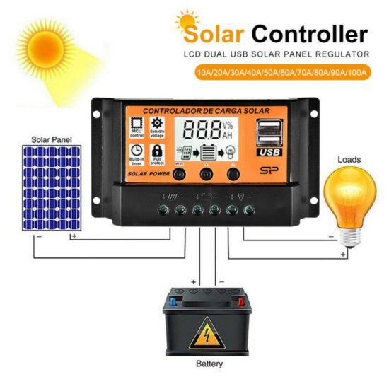 Auto Solar Charge Controller MPPT/PWM Controllers LCD Dual USB Output Solar Panel PV Regulator