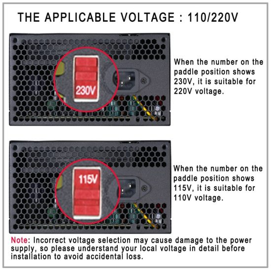 ⁦Power Supply 600W Max 24pin 12v Atx Fonte Active PFC Computer Font For Gaming Desktop GAMESD600 PSU⁩ - الصورة ⁦2⁩