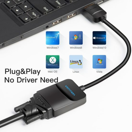 HDMI to VGA Adapter 1080P-HD Male to VGA Female Converter With 3.5 Jack Audio Cable for Xbox/PS4/PC/Laptop/Projector - Image 2