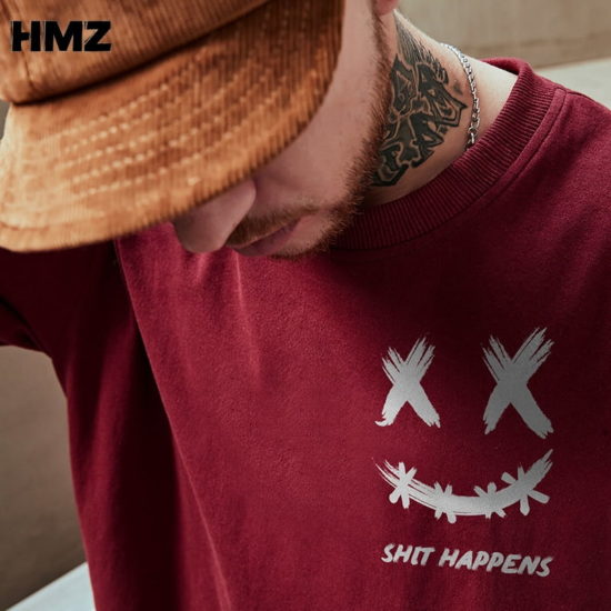 T Shirt Streetwear Oversize Hip Hop Smile Print Short Sleeve Cotton Loose Tops Tees - Image 3