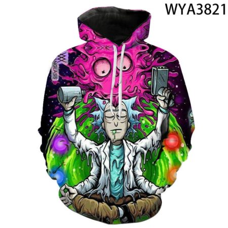 Rick And morty Anime Pullover Long Sleeve For Boy Girl Kids Streetwear Hoodies 3D Printed