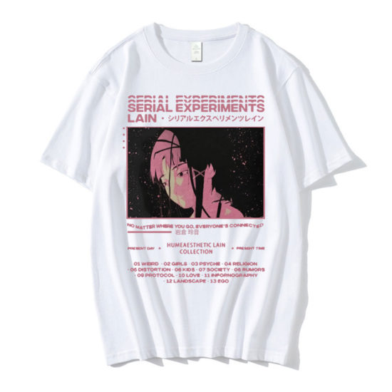 Anime Serial Experiments Lain T-Shirts Oversized Unisex Iwakura Manga Girl Sci Fi Short Sleeve - Image 2
