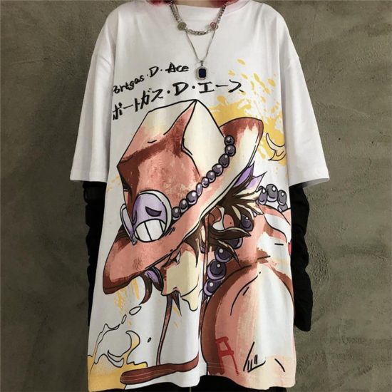 Anime One piece T Shirt Luffy Cool Short Sleeve Loose Tee Oversized Harajuku T Shirts