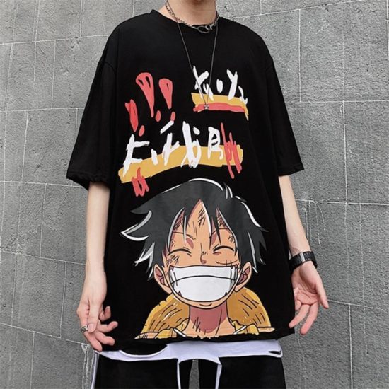 Anime One piece T Shirt Luffy Cool Short Sleeve Loose Tee Oversized Harajuku T Shirts - Image 3