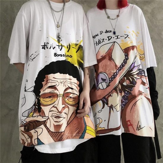 Anime One piece T Shirt Luffy Cool Short Sleeve Loose Tee Oversized Harajuku T Shirts - Image 2