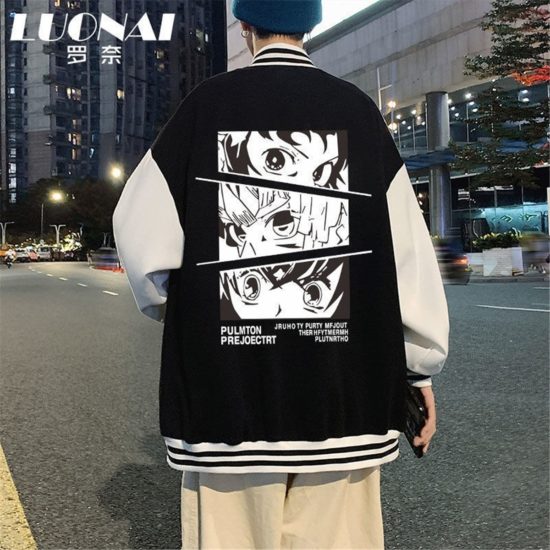 Anime Demon Slayer Baseball Jacket For Women Men Sweatshirts Japan Hip Hop Tops High Street Bomber - Image 2