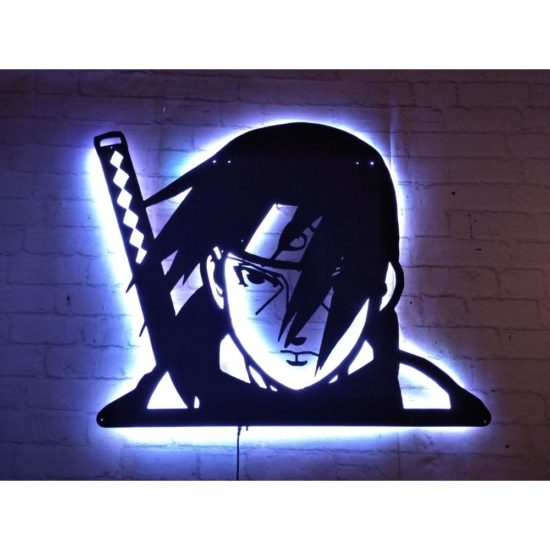 Naruto Itachi Uchiha LED Lighted Wood Mdf Decorative Table 50x45 Hanger On Wall Made in Turkey - Image 2