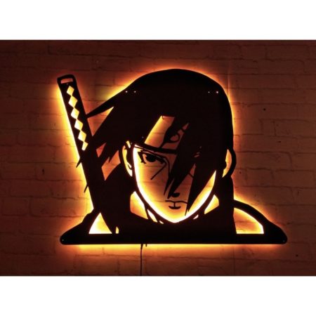 Naruto Itachi Uchiha LED Lighted Wood Mdf Decorative Table 50x45 Hanger On Wall Made in Turkey