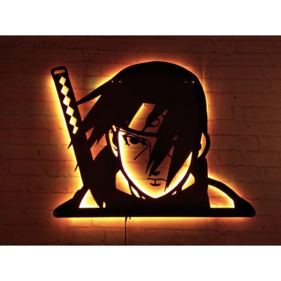 Naruto Itachi Uchiha LED Lighted Wood Mdf Decorative Table 50x45 Hanger On Wall Made in Turkey