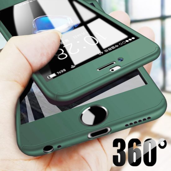 Luxury Full Body Cover Cases for iPhone with Tempered Glass Case