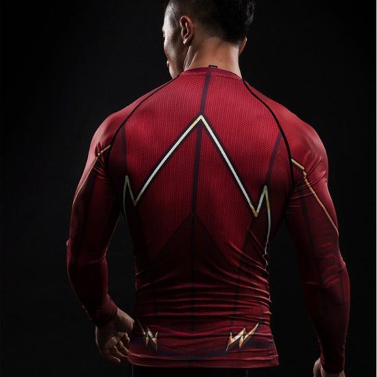 Compression Shirt Flash 3D Printed T-shirts Long Sleeve Flash Cosplay Costume Fitness - Image 3