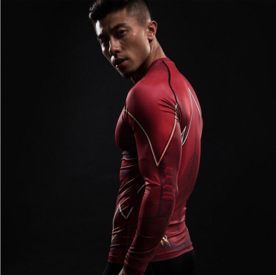Compression Shirt Flash 3D Printed T-shirts Long Sleeve Flash Cosplay Costume Fitness - Image 2