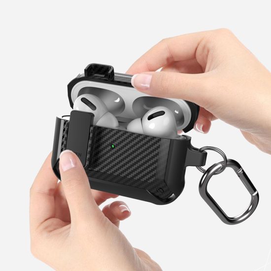Cover For Airpods Pro 2 Case TPU PC Protective Cover Carbon fiber Pattern