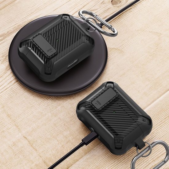 ⁦Cover For Airpods Pro 2 Case TPU PC Protective Cover Carbon fiber Pattern⁩ - الصورة ⁦2⁩
